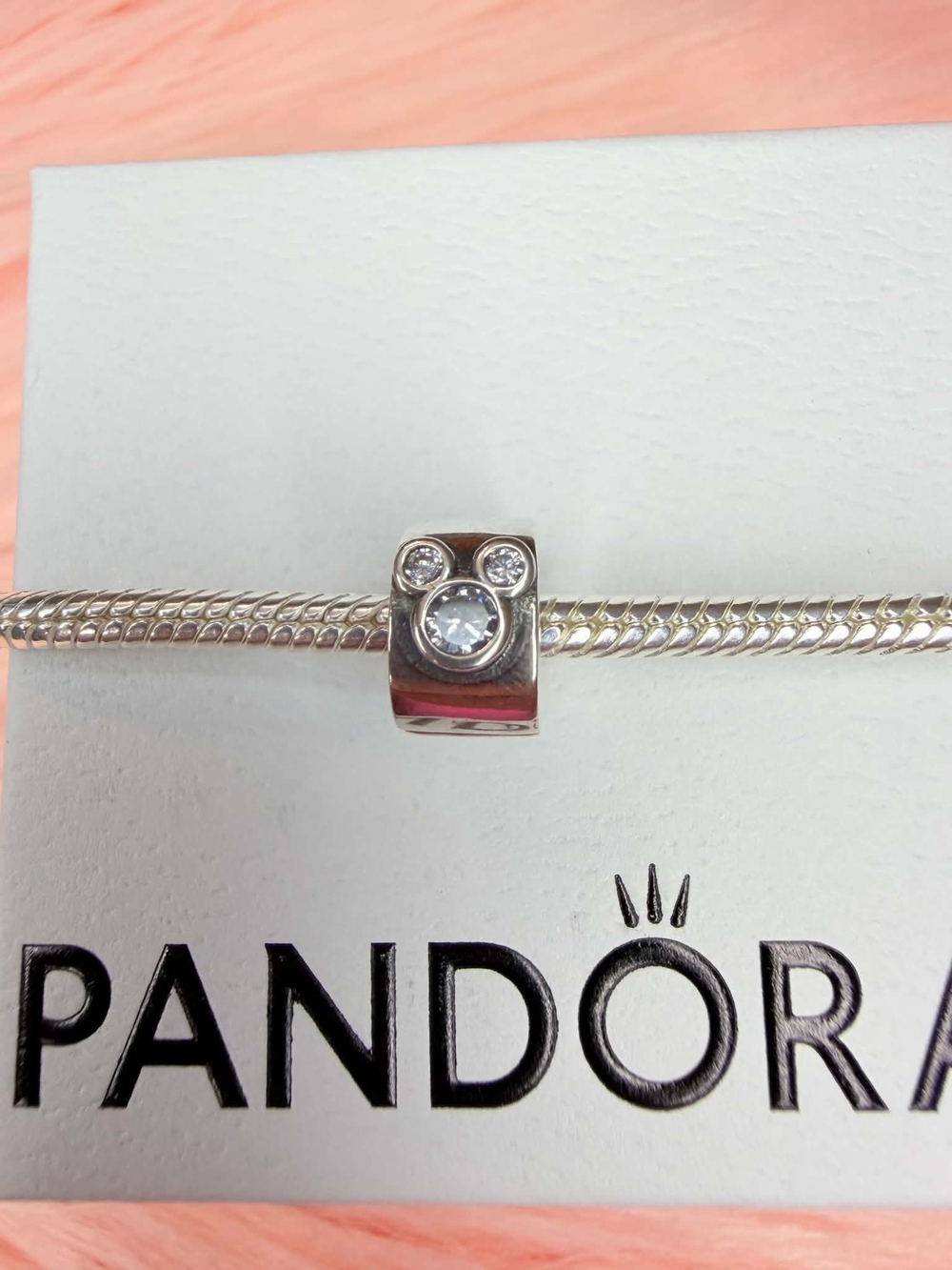 Pandora Silver Mickey CZ Accent Charm - White Sparkle